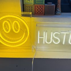 Hustle + Smiley face Neon lights