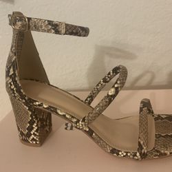 Snake Print Block Heel