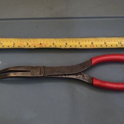 Snap-on Tools 11" Talon Grip™ Long-Neck 35° Bent Needle Nose Pliers (Red)