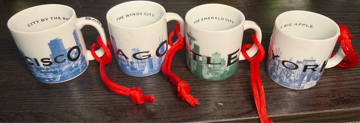 Starbucks City Mini Mug Ornaments Set of 4