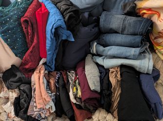 Mystery pile of women's clothes and accessories