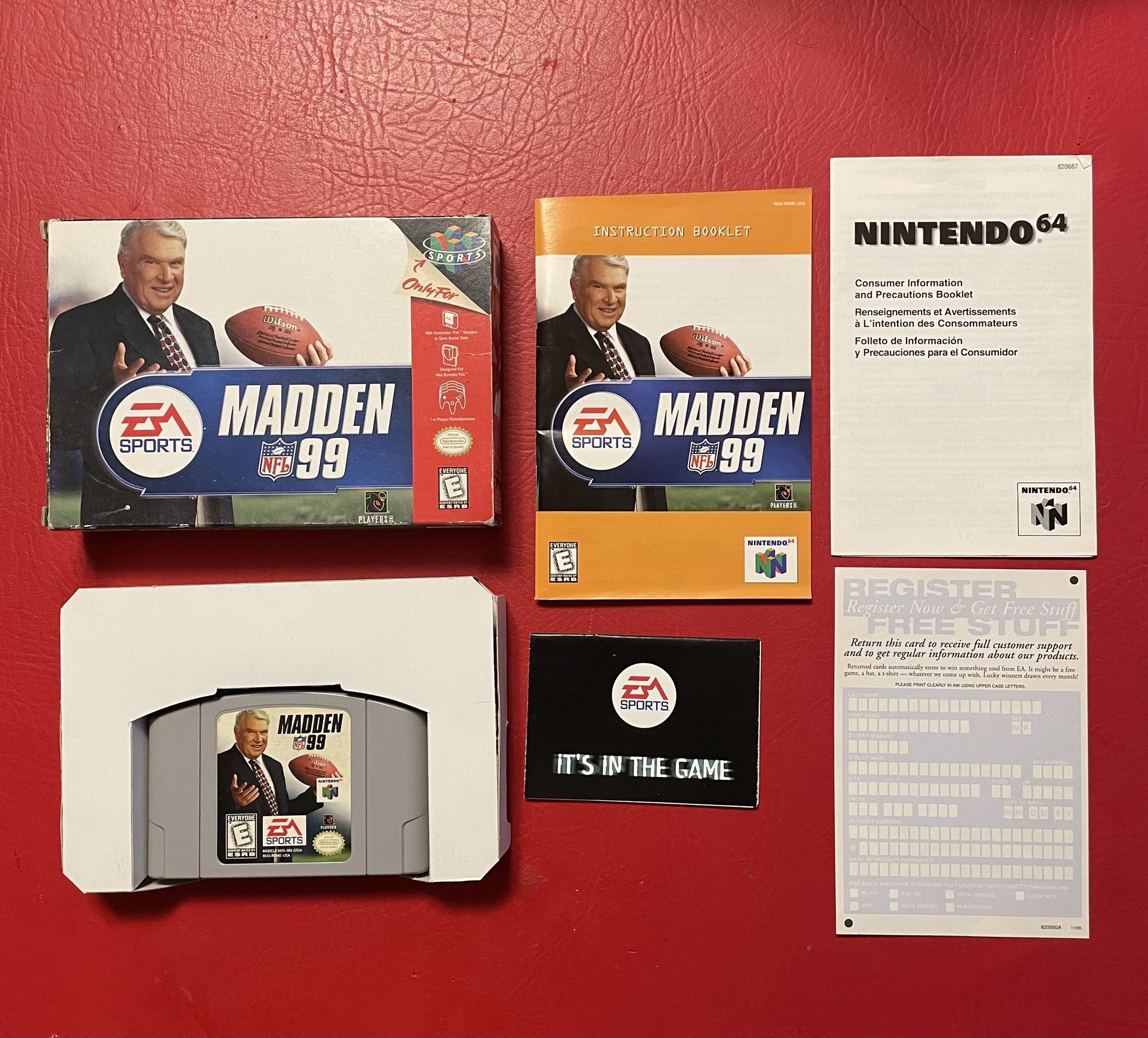 Mint condition N64 Madden 99 complete