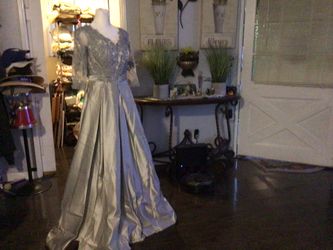 Silver gray long night gown dress
