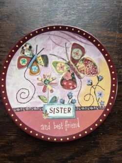 "Sister and Best Friend" Decorative Ceramic Plate with Easel Stand