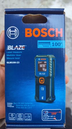 Bosch BLAZE GLM100-23 Laser Distance Measurer 100ft Backlit, Battery Incl