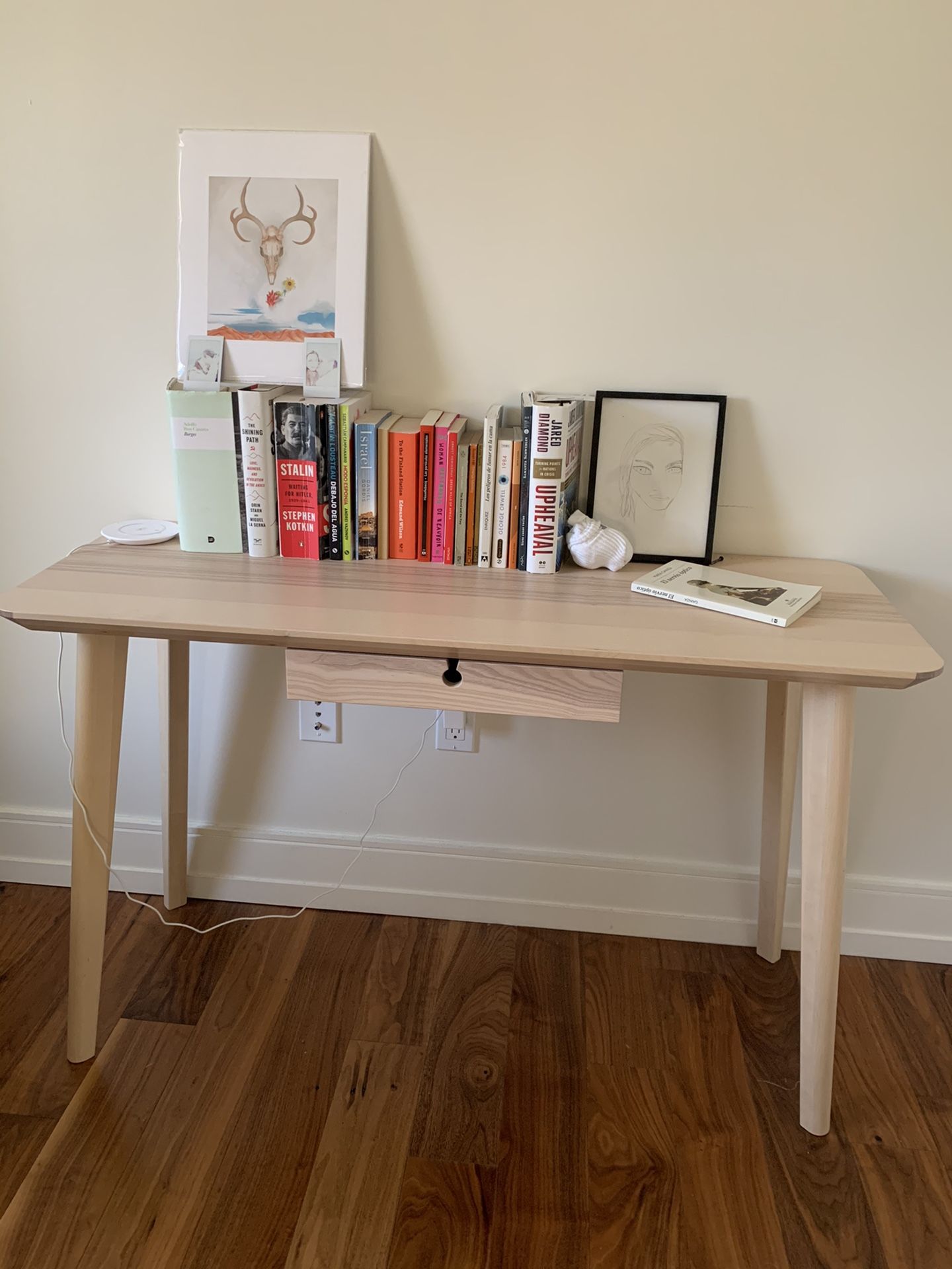 LISABO desk 46 1/2x17 3/4" ash veneer, ikea