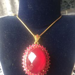 Ruby (faux) necklace with 14k gold plated  