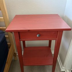 Ikea Hemnes Night Stand Side Table Two Red Solid Wood