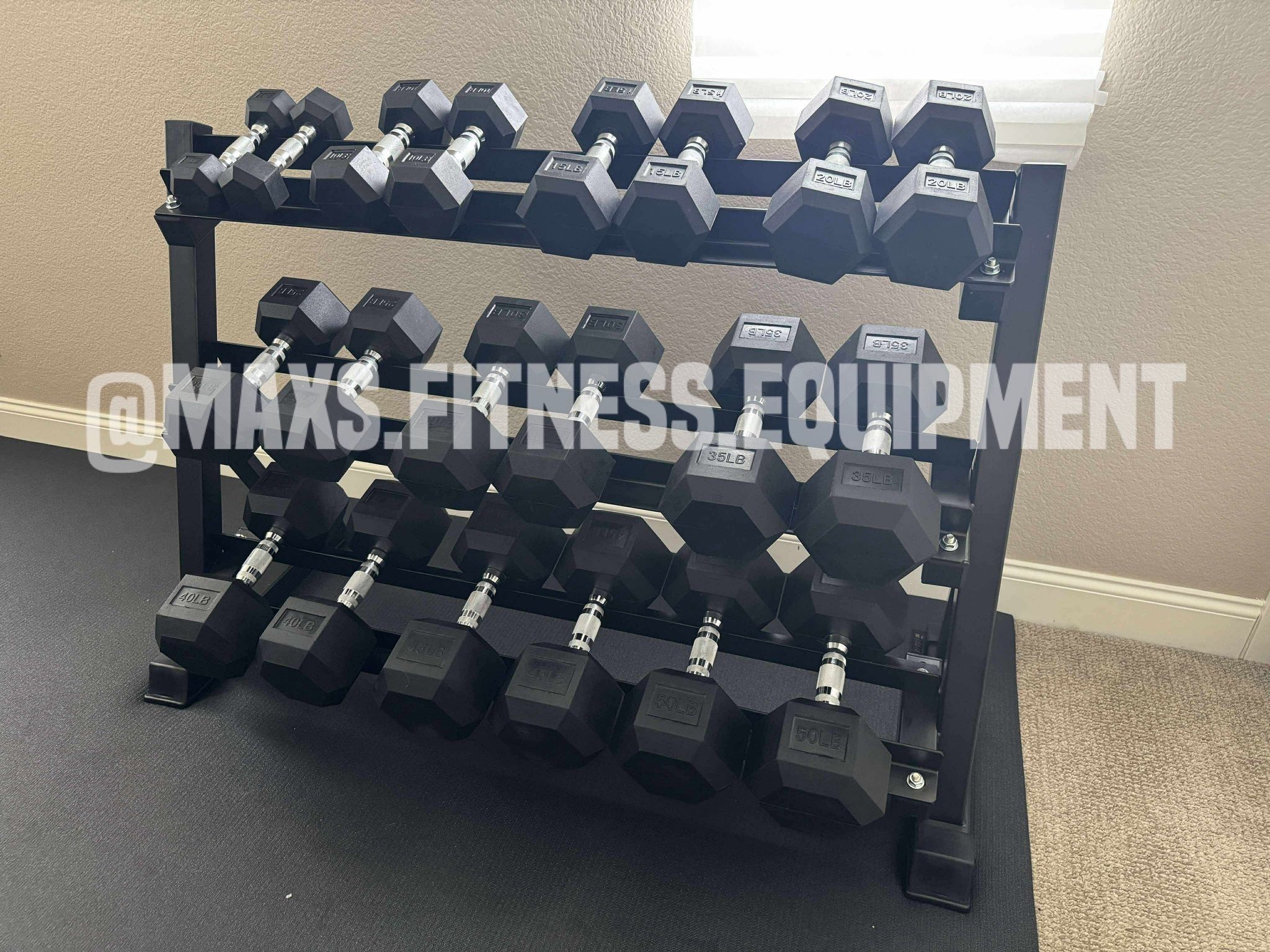 NEW DUMBBELL SET 5-50 WITH RACK