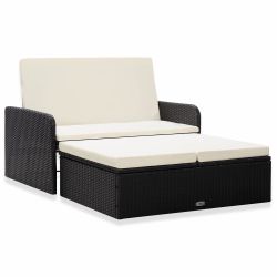 2 Piece Adjustable Outdoor Lounge Set with Removable Cushions and Storage