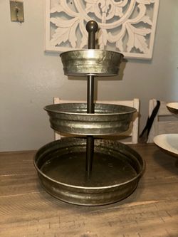 Galvanized metal tiered stand