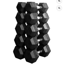 Rubber Hex 300 LB Dumbbell Set