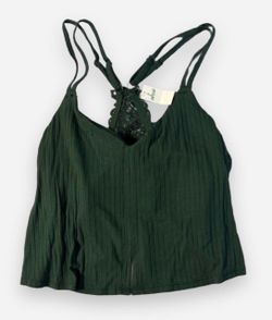 American Eagle green lace cropped tank