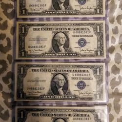 4 1935 $1 Silver Certificates In Sequential Order