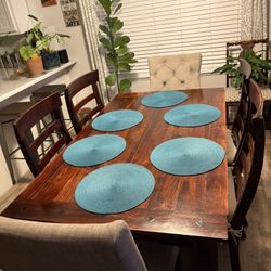 Rustic Dinning Set Solid Wood