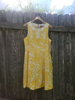 Jessica Howard Sunny Yellow Damask Floral Beaded Dress Nwt