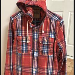 Hollister Plaid Long Sleeve Shirt with Hoodie