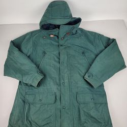 Vintage LL Bean Hooded Thinsulate Coat Men's XL Hooded Flannel Lined Rain Jacket