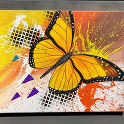 Monarch butterfly abstract painting