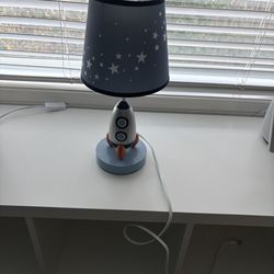 Blue/Silver rocket ship lamp
