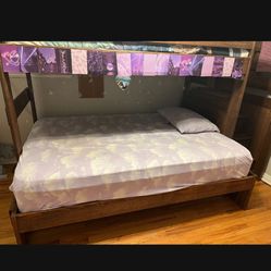 Solid Wood Twin & Full Bunk Bed Frame With Storage Stairs