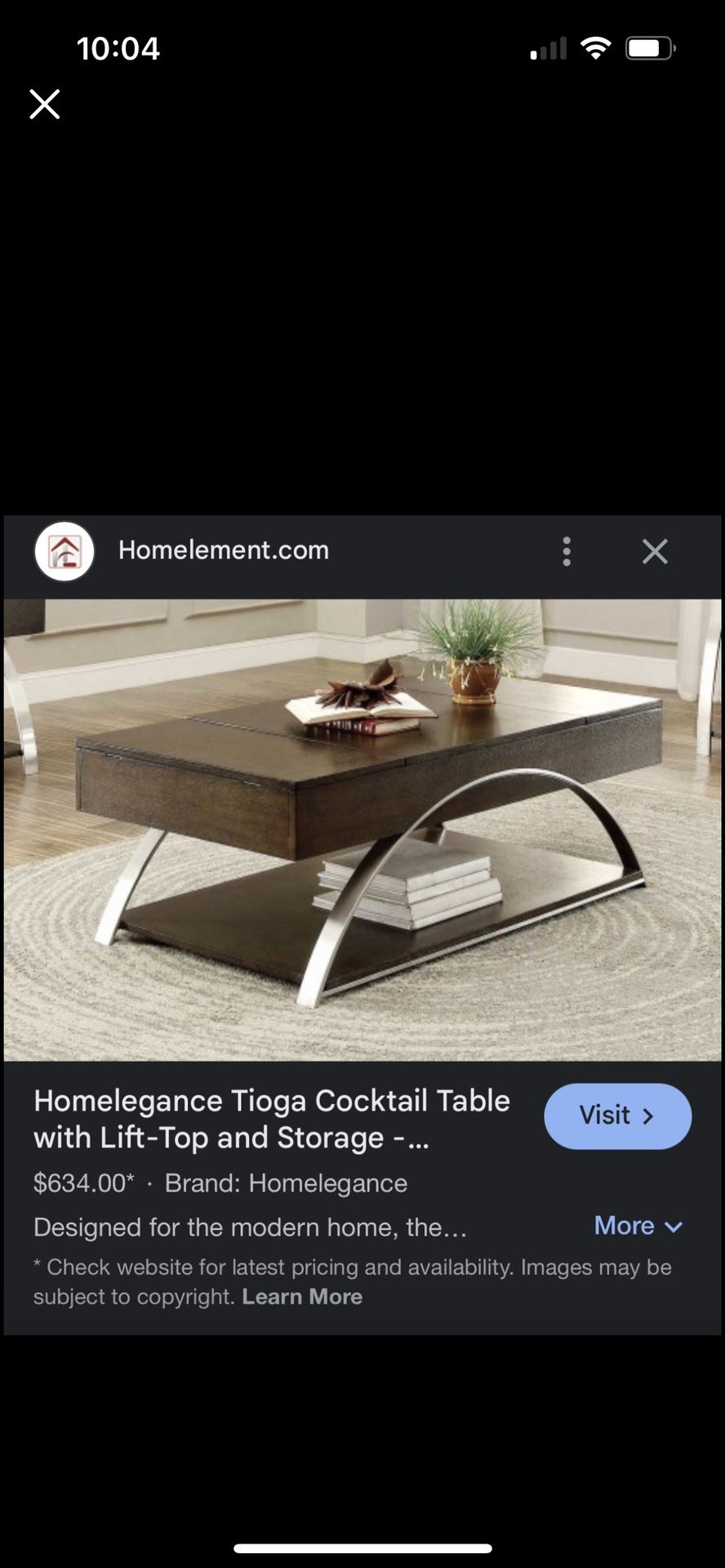 Dark wood Cocktail Table/ Entertainment Center with storage + lift top