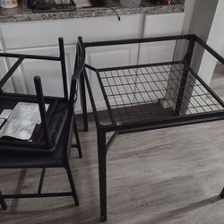 Square Glass Dining Table With Two Chairs