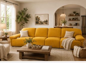 4- Seat Power Recliner Sofa with Remote Control - Extra Wide Seat Width(Please watch the video👀)
