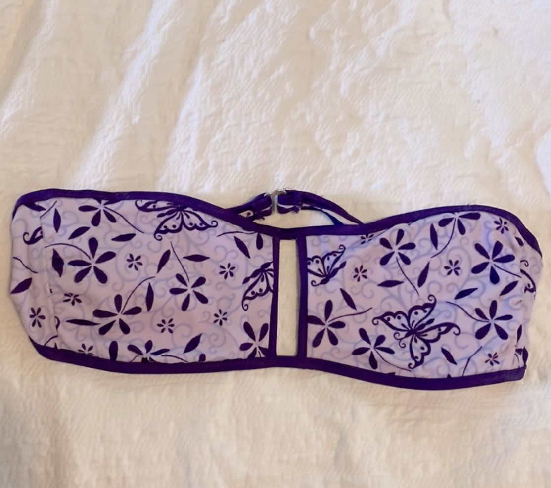 Strapless Bikini Swimsuit Top Purple Medium