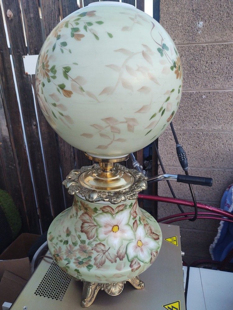 Vintage Hand Painted Oil Lamp Electrical Conversion