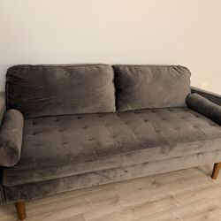 Gray Suede Love Seat