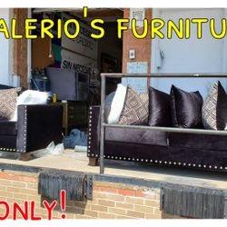 Brand New Black Sofa And Loveseat Velvet 