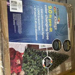 9ft Pre-Lit Color Changing Christmas Tree – Great Condition