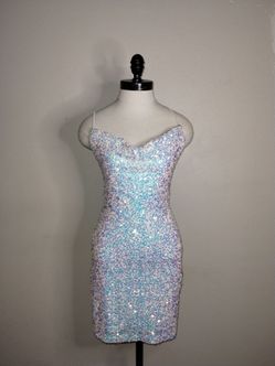 Windsor White Iridescent Sequined Party Formal Bodycon Mini Dress Jr Size Small
