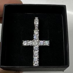 Stamped 925 Sterling Silver CZ Iced out Diamond cross pendant Stamped 925 Silver Pendant 