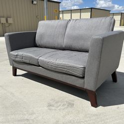 Brand New Dark Gray And Wood Loveseat 