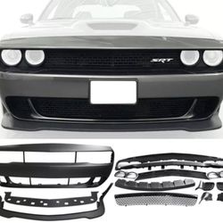 Fits 15-22 Dodge Challenger Front Bumper w/ Grille & HC Style Lip Unpainted PP