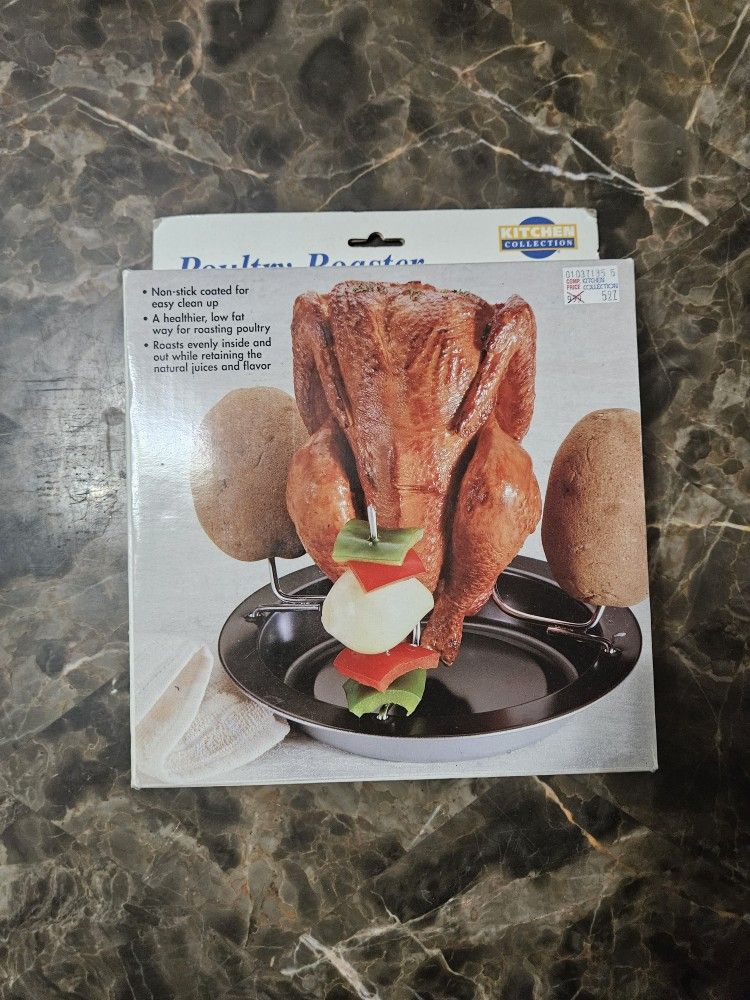 Non-Stick Vertical Chicken Roaster By Kitchen Collection BBQ Roaster