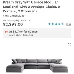 Bobs 6 PC Grey Cloud Couch - Delivery 🚚 