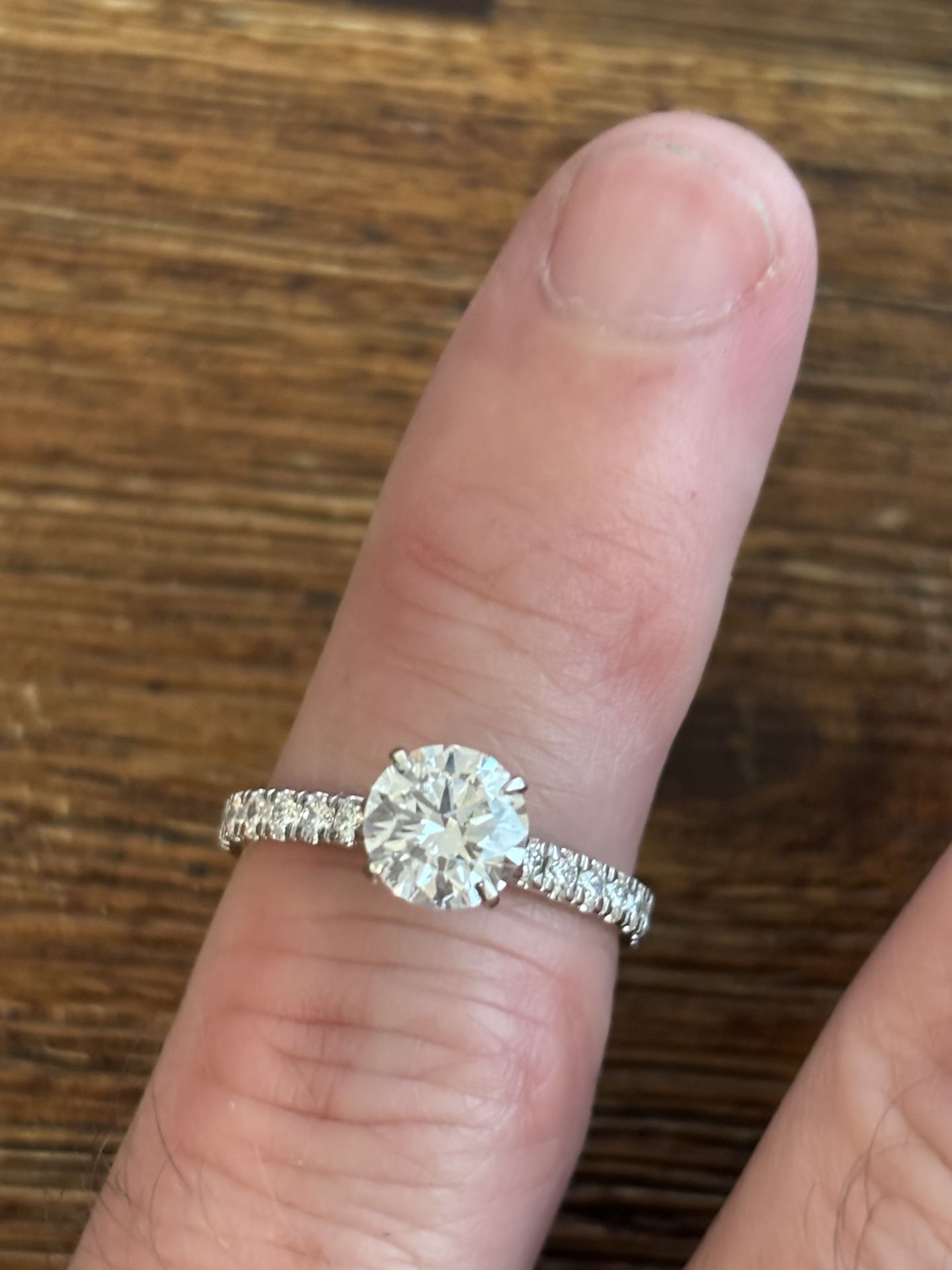 New 1.09 Carat Round Diamond Engagement Ring 14k White Gold