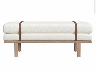 Cream Boucle 46 in. Bedroom Bench without Back with Wood Base.  Retail price $211 our price $125  Homepop Model # K8651-F2417