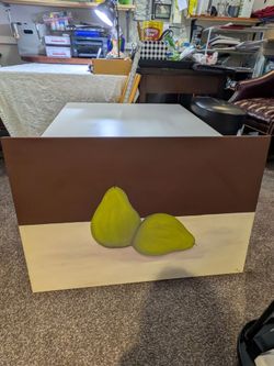 Large Artist Signed Stretched Canvas Painting - Pears