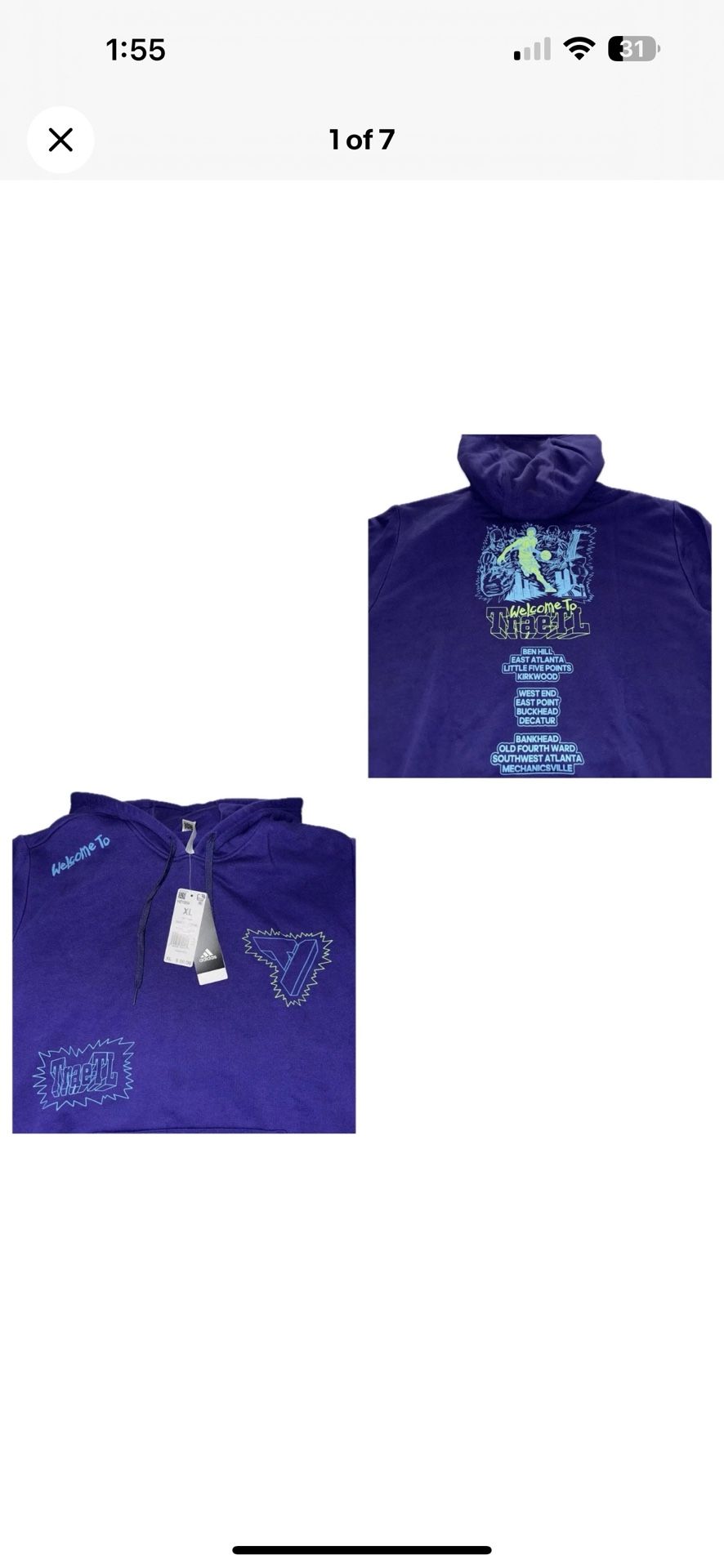 Adidas Trae Young TraeTL Purple Pullover Hoodie Mens XL HZ1209 $90 MSRP