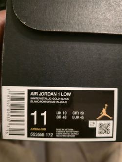 Jordan 1 Low White/Metallic Gold-Black