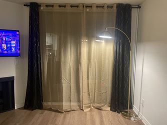 Gold/Black Curtains + Curtain Rods + Wall Mounts + NoNo Brackets