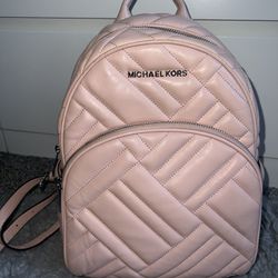Micheal Kors Pink Medium Logo Backpack 