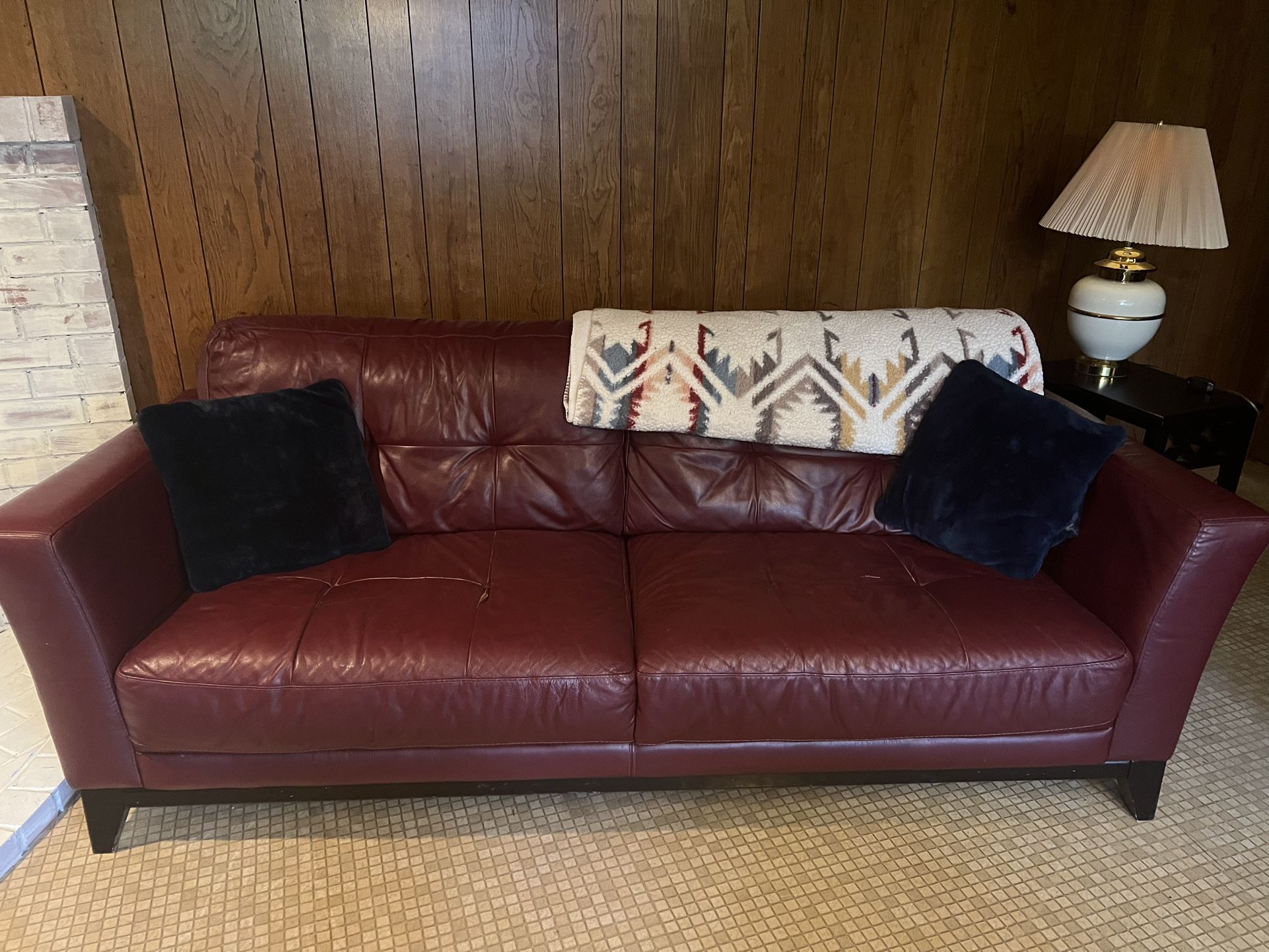 Leather couch and Matching Chair (red)
