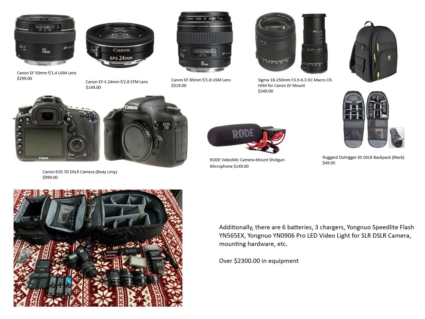 CANON EOS 7D and accessories