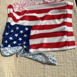 America Flag w/ Rose Design Sleeve Pullover 