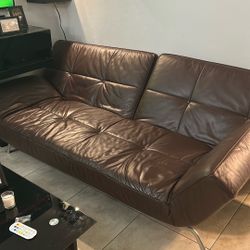 Coffee Leather Sofa 